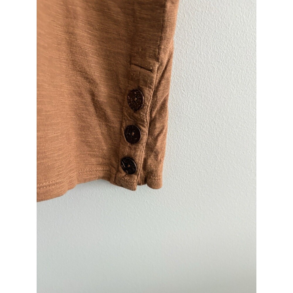 J Jill Top Womens Large Brown White Striped Boat Neck 3/4 Sleeve Tunic Casual - Picture 3 of 6
